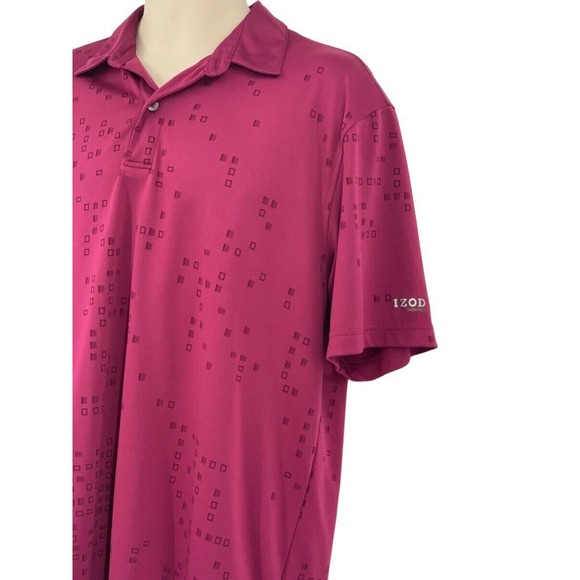 Izod XFG Mens SS Pullover Cool FX Golf Polo Shirt Purple Geometric M - Picture 3 of 7